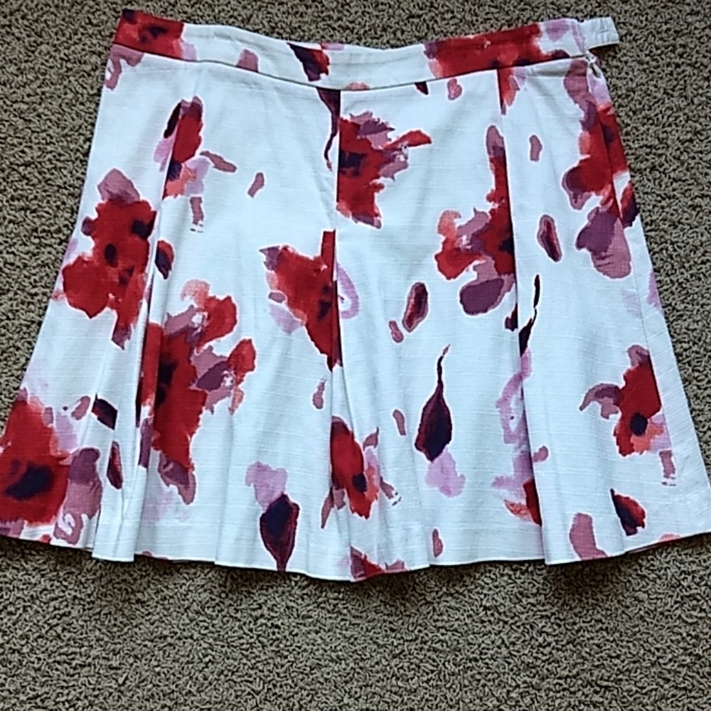 Kenar A Line Red & White Floral Skirt